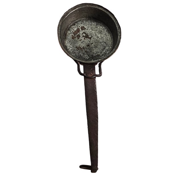 Antique Hand-Forged Copper & Iron Tinned Hearth Ladle (Circa 1850–1900) For Sale - Image 4 of 12