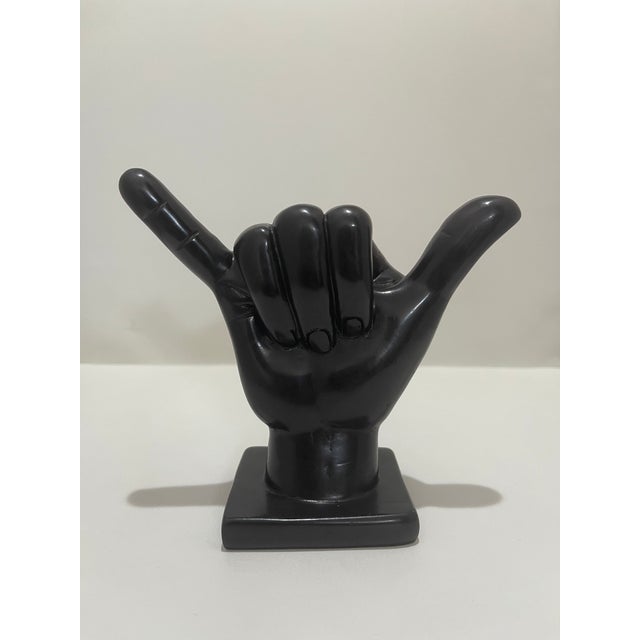 Pop Art Shaka Hand Symbol Chocolate-Black Tabletop Figurine For Sale - Image 4 of 4