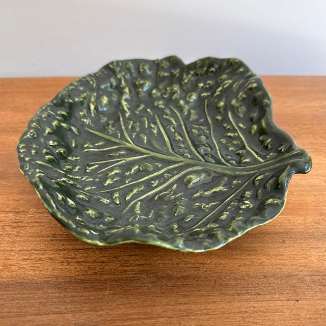 Ceramic Vintage Dark Green Cabbage Bowl For Sale - Image 7 of 7