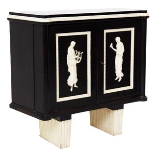 Fine Carved and Ebonized Bar Cabinet, 1920s For Sale