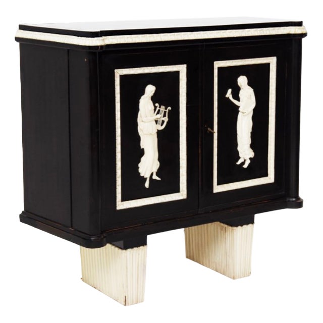 Fine Carved and Ebonized Bar Cabinet, 1920s For Sale