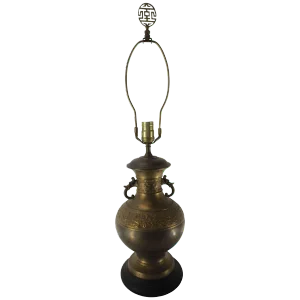 Mid-19th Century Oriental Brass Lamp