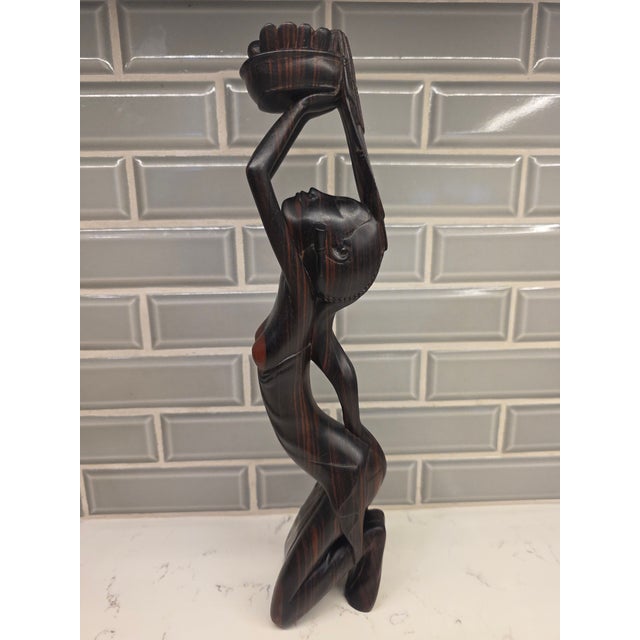 1950s Vintage Mid-Century Balinese Modernist Water Carrier – 14-Inch Two-Tone Ebony Carving For Sale - Image 5 of 10