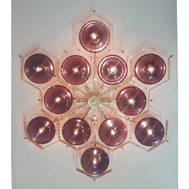 Not Yet Made - Made To Order 21st Century Beehive Polished Brass Amethyst Bubbles Murano Flush Mount by Fabio LTD For Sale - Image 5 of 8