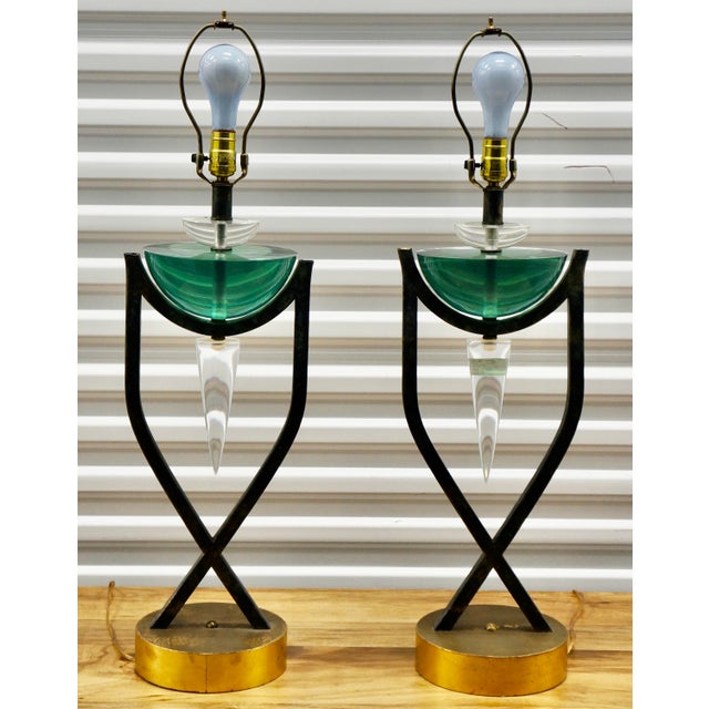 Art Deco Vintage 1970s–1980s Postmodern Sculptural Table Lamps Attributed to Designer Hivo Van Teal For Sale - Image 3 of 6