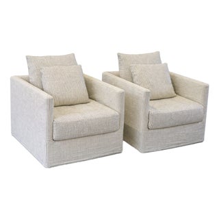 Verellen Millie Swivel Chairs + Slipcover Sets, Pair For Sale