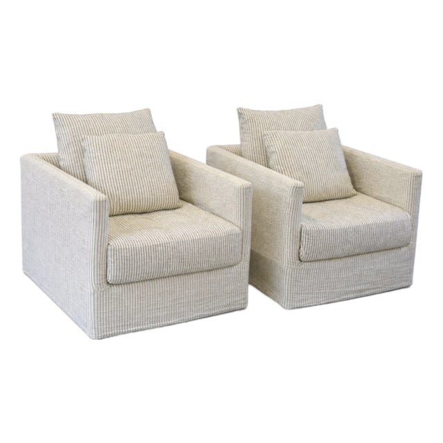 Verellen Millie Swivel Chairs + Slipcover Sets, Pair For Sale