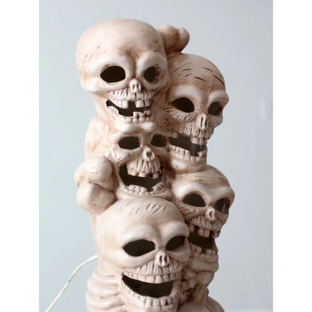 Vintage Lighted Ceramic Skull Stack For Sale - Image 9 of 9