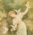 Art Nouveau Continental School Woman With Doves Oil For Sale - Image 3 of 5