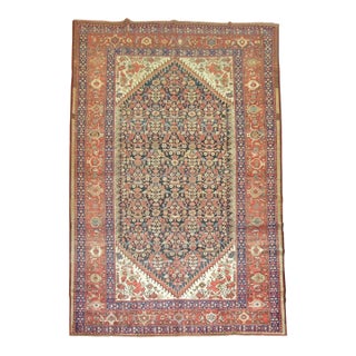 Zabihi Collection Navy Camel Persian Malayer Room Size Tribal Rug For Sale
