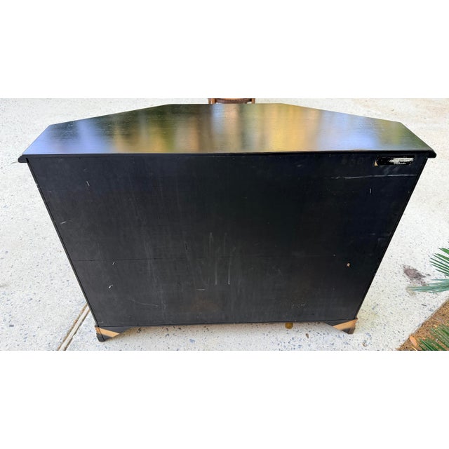 Black Lacquered Chinoiserie Handpainted Demi Lune Cabinet For Sale - Image 11 of 12