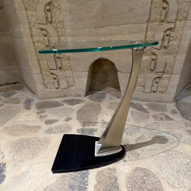 Modern Accent Table Fcantilever Clear Tempered Glass Top For Sale - Image 4 of 10