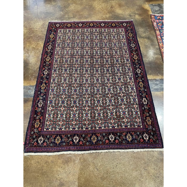 Traditional 1990s Handwoven Old Persian Senneh Area Rug 4'6" X 6'6" For Sale - Image 3 of 5