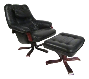 Swedish Modern Swiveling Lounge Chair and Ottoman