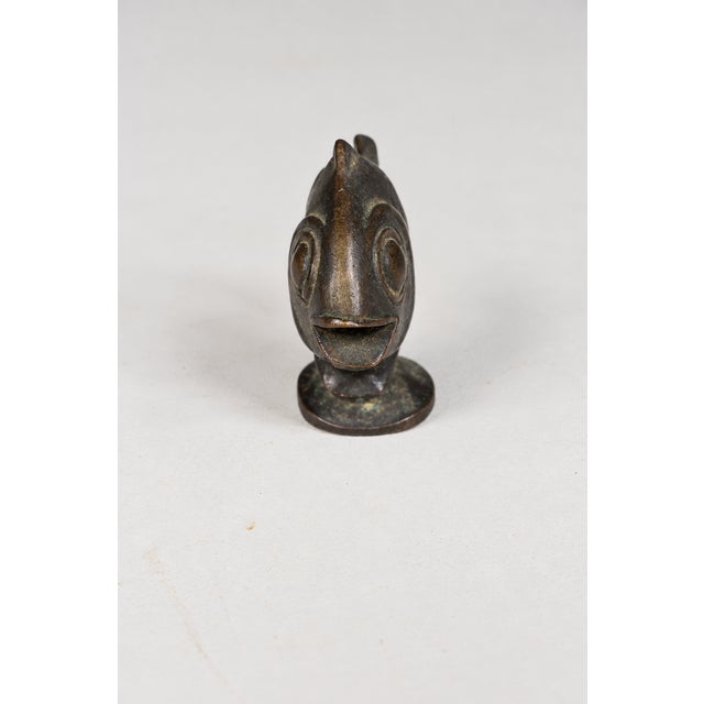 German Bronze Fish Figurine on Pedestal | Chairish