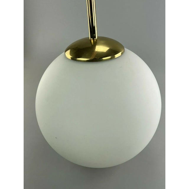 Space Age Design Opal Brass Glass Ceiling Ball Lamp For Sale - Image 9 of 10