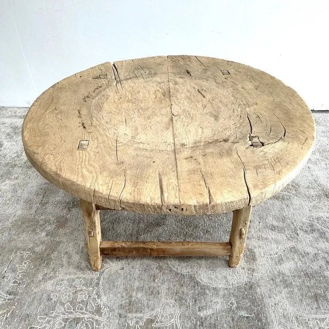 Late 20th Century Elm Wood Low Center Table or Coffee Table For Sale In Los Angeles - Image 6 of 11