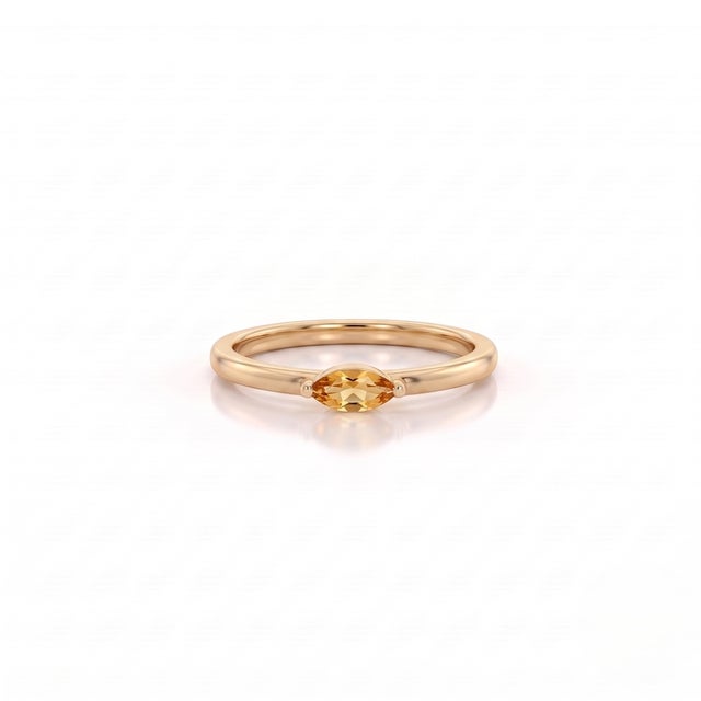 Contemporary Natural Citrine Stacking Ring - November Birthstone Ring - Dainty Minimalist Everyday Ring - Us 7 For Sale - Image 3 of 3