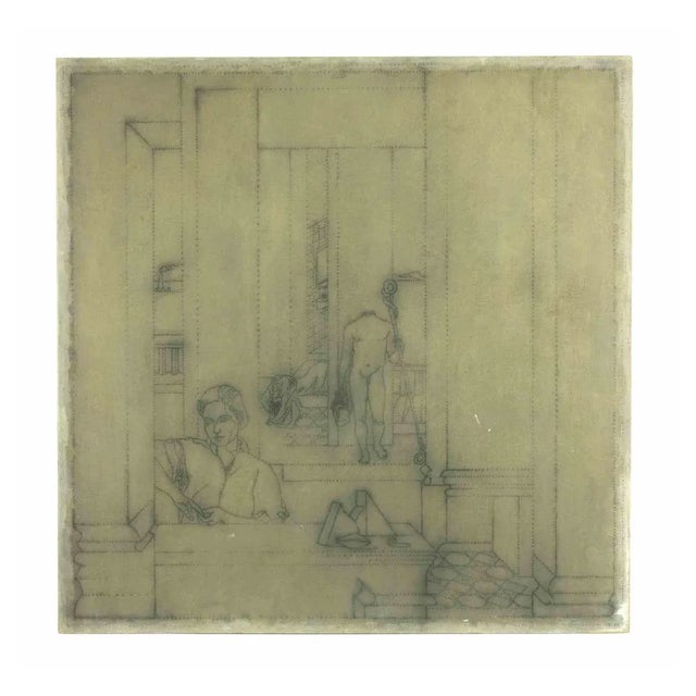 Luigi Campanelli, Geometric Composition of Man, Original Mixed Media on Canvas, 1980s For Sale