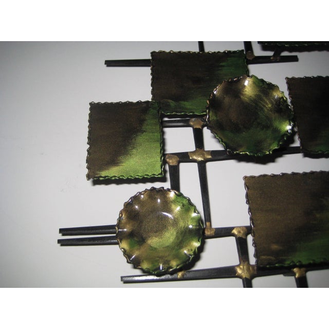 Mid-Century Brutalist Mixed Metal Wall Sculpture For Sale - Image 4 of 11