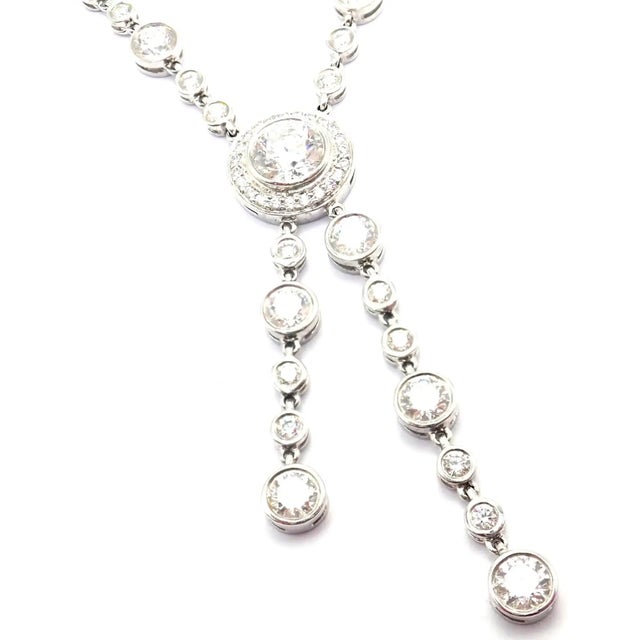 Contemporary Mid 20th Century Tiffany & Co. Jazz Diamond Lariat Drop Platinum Necklace For Sale - Image 3 of 13