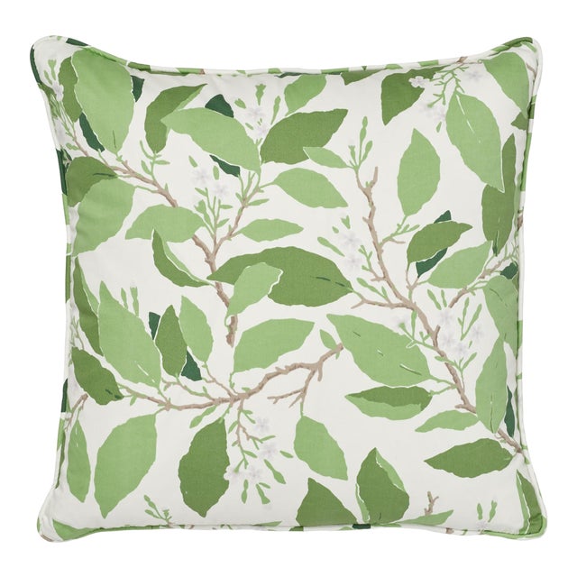 Schumacher X Miles Redd Dogwood Leaf Pillow in Ivory For Sale