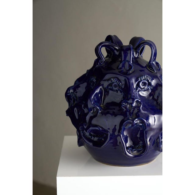 Hand-Crafted Organic Modern Ceramic Vessel with Faces by John Rezner, 2010 For Sale - Image 6 of 9
