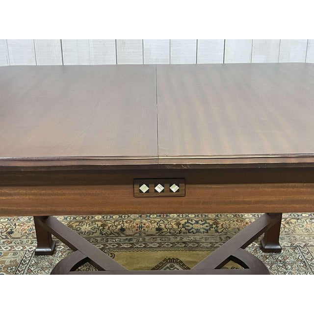 Art Nouveau Mahogany Dining Table in the style of Gustave Serrurier Bovy For Sale - Image 3 of 18
