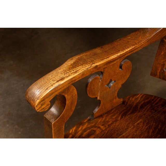 Wood Early 20th Century Carved Oak Rocking Chair For Sale - Image 7 of 10