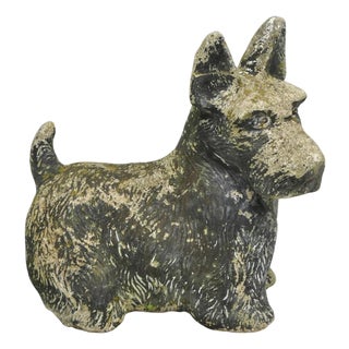 Vintage Scottish Terrier Scotty Dog 12" Small Cast Stone Concrete Garden Figure For Sale