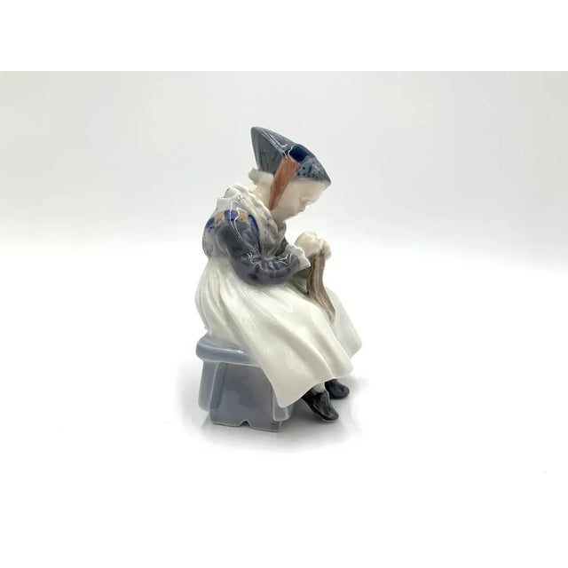 Royal Copenhagen Porcelain Figurine of a Sewing Woman from Royal Copenhagen, Denmark For Sale - Image 4 of 6