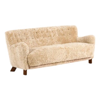 Sofa in Beech with Custom Upholstery by Fritz Hansen, 1941 For Sale