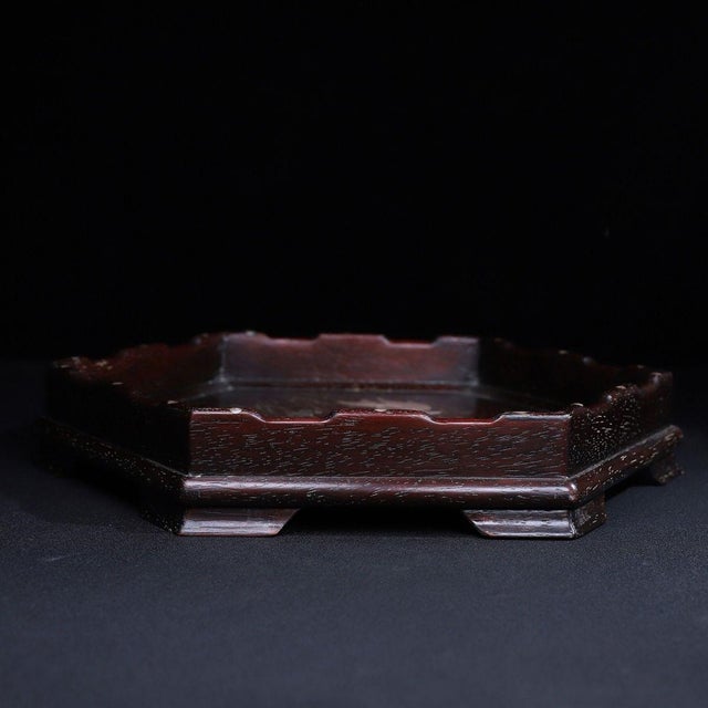 Wood Late 19th Century Hexagonal Wood Tray With Mother-of-Pearl Goldfish Inlay For Sale - Image 7 of 10