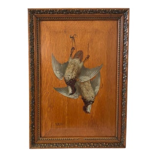 Antique Still LIfe Painting of Game Birds Ducks After the Hunt Clarence E. Braley. Boston. 27” For Sale
