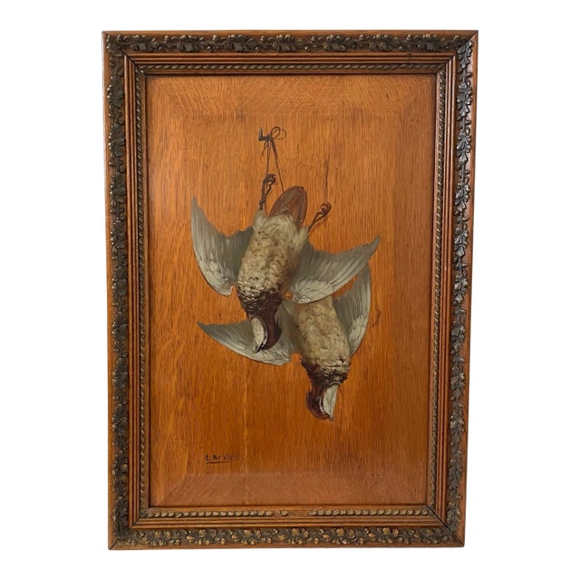 Antique Still LIfe Painting of Game Birds Ducks After the Hunt Clarence E. Braley. Boston. 27” For Sale