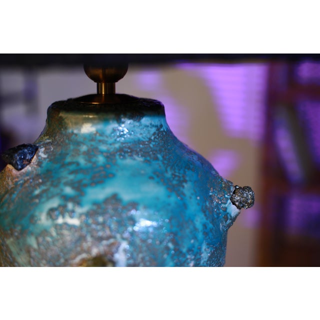 2020s Blue Ceramic Table Light, Ocean Inspired, Handmade Sculptural Lighting, Unique Home Decor For Sale - Image 5 of 11