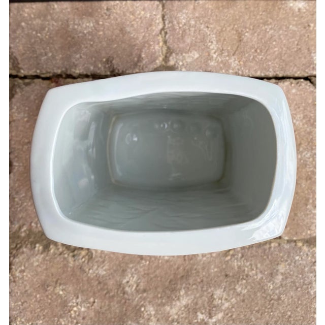 Ceramic Organic Modern Style Naaman White Bisque Porcelain Vase With Embossed Leaf Relief For Sale - Image 7 of 11