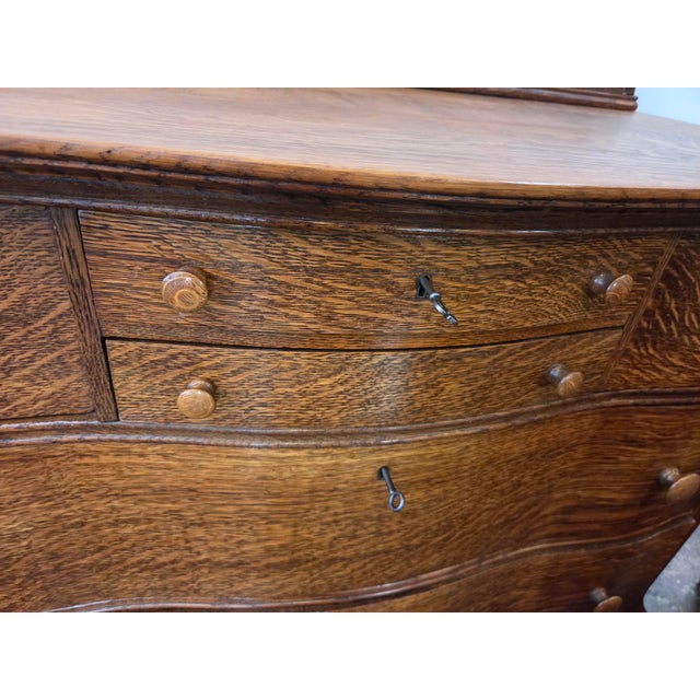 Antique Victorian Solid Tiger Oak Quater Sawn Mission Dresser Chest of Drawers 1880-1918 For Sale In San Diego - Image 6 of 17