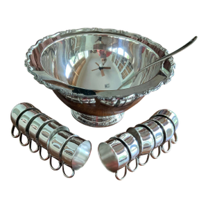 Vintage Oneida Silverplate Punch Bowl Set – 12 Cups & Ladle. See My Photos for Versatility! Traditional, Southern & Palm Beach Regency Hosting.