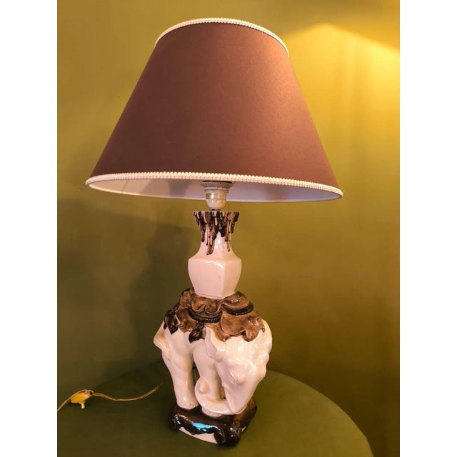 Textile Elephant Lamps with Lampshades, 1960s, Set of 2 For Sale - Image 7 of 8
