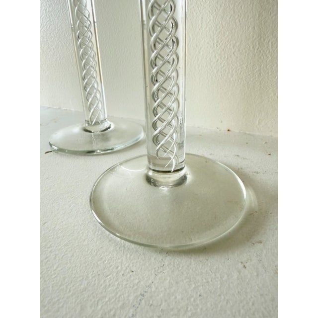 Transparent 1960s Mid-Century Modern Air Twist Glass Candlesticks, a Pair For Sale - Image 8 of 11