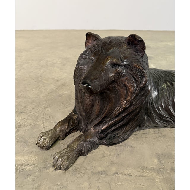 Beautifully hand cast bronze sculpture of a Collie dog, capturing the breed’s signature elegance and intelligence. The...