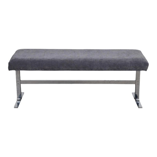 Mid-Century Modern DIA - Design Institute America Chrome Upholstered Bench Design Institute America Milo Baughman Style For Sale