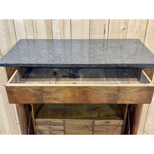 Empire Secretary in Walnut and Oak with Black Marble Top, Early 19th Century For Sale - Image 10 of 15