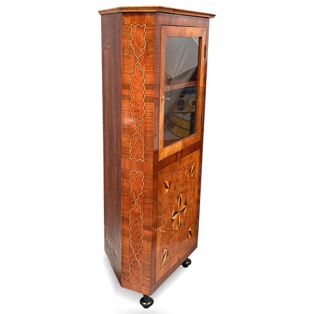 Baroque Antique Baroque Corner Glass Cabinet, 1820s For Sale - Image 3 of 10
