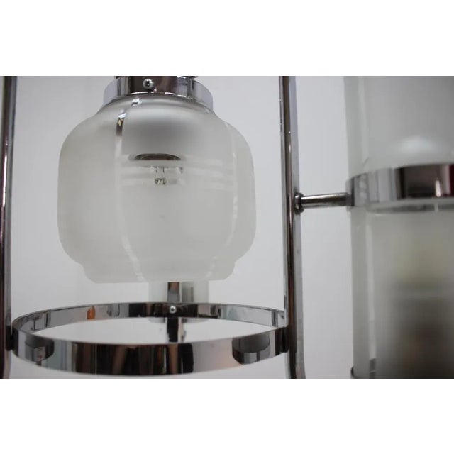 Glass Art Deco Bauhaus Pendant in Chrome and Glass, 1930s For Sale - Image 7 of 8