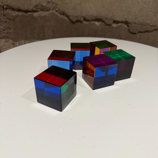 1970s Vasa Mihich Acrylic Cube Sculptures Mid Century Post Modern For Sale - Image 5 of 12