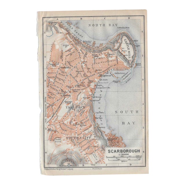 1910 Map of the City of Scarborough England For Sale