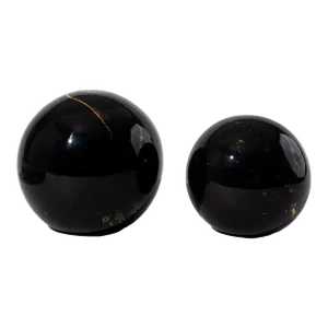 Vintage Black and Gold Ceramic Globes - a Pair