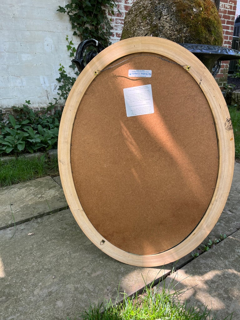 1990s Gold Leaf Beveled Oval Mirror Bombay Company | Chairish